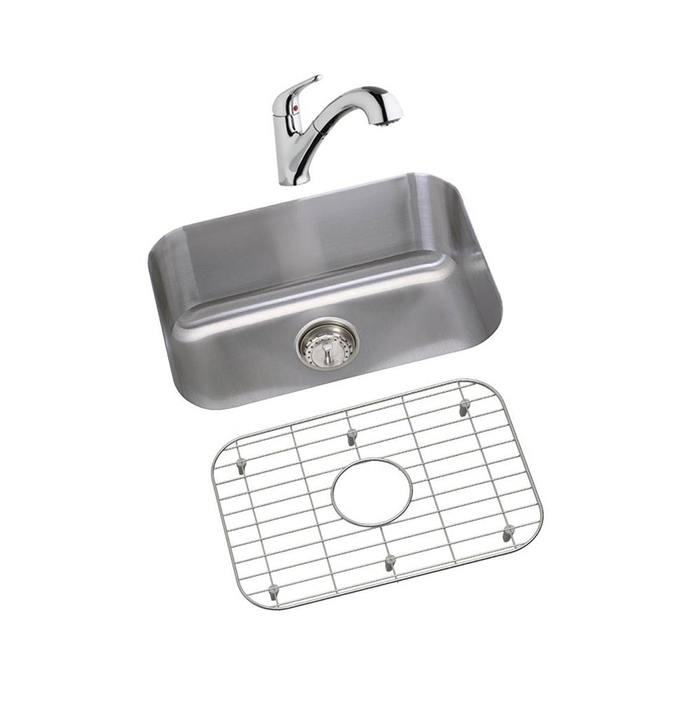 Elkay Dayton Stainless Steel 23-1/2'' x 18-1/4'' x 8'', Single Bowl Undermount Sink and Faucet Kit with Bottom Grid