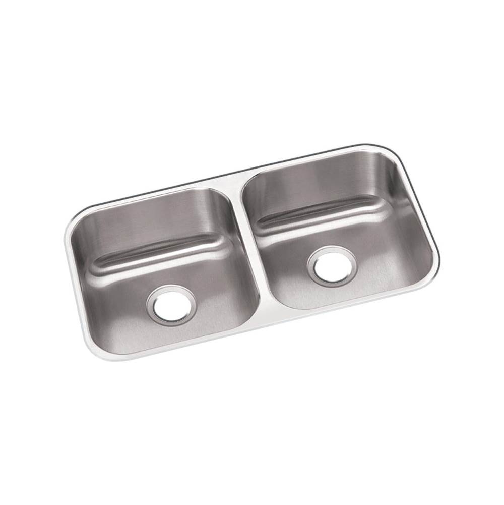 Elkay Dayton Stainless Steel 31-3/4'' x 18-1/4'' x 8'', Equal Double Bowl Undermount Sink