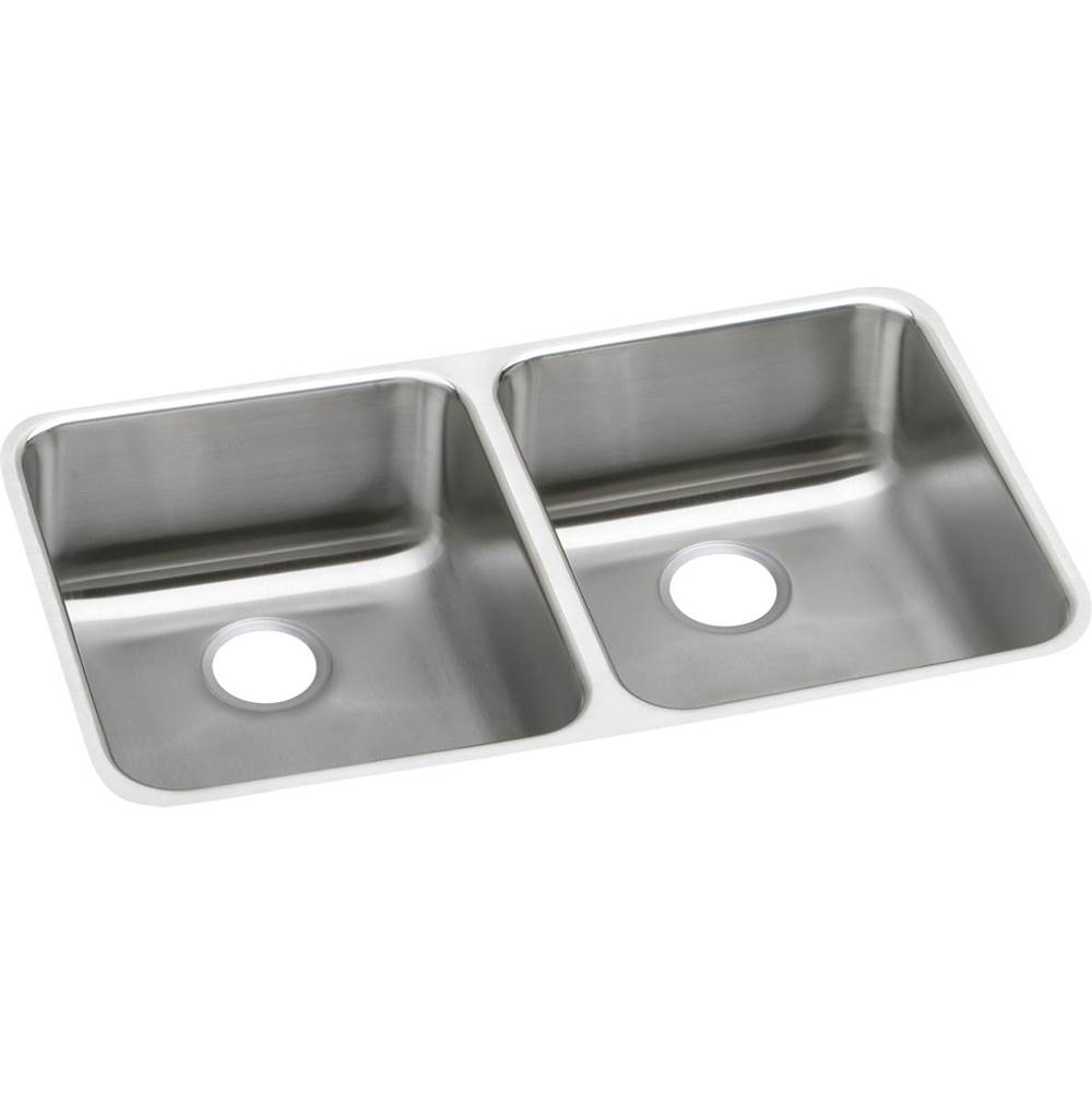 Elkay Lustertone Classic Stainless Steel 30-3/4'' x 18-1/2'' x 4-7/8'', Equal Double Bowl Undermount ADA Sink