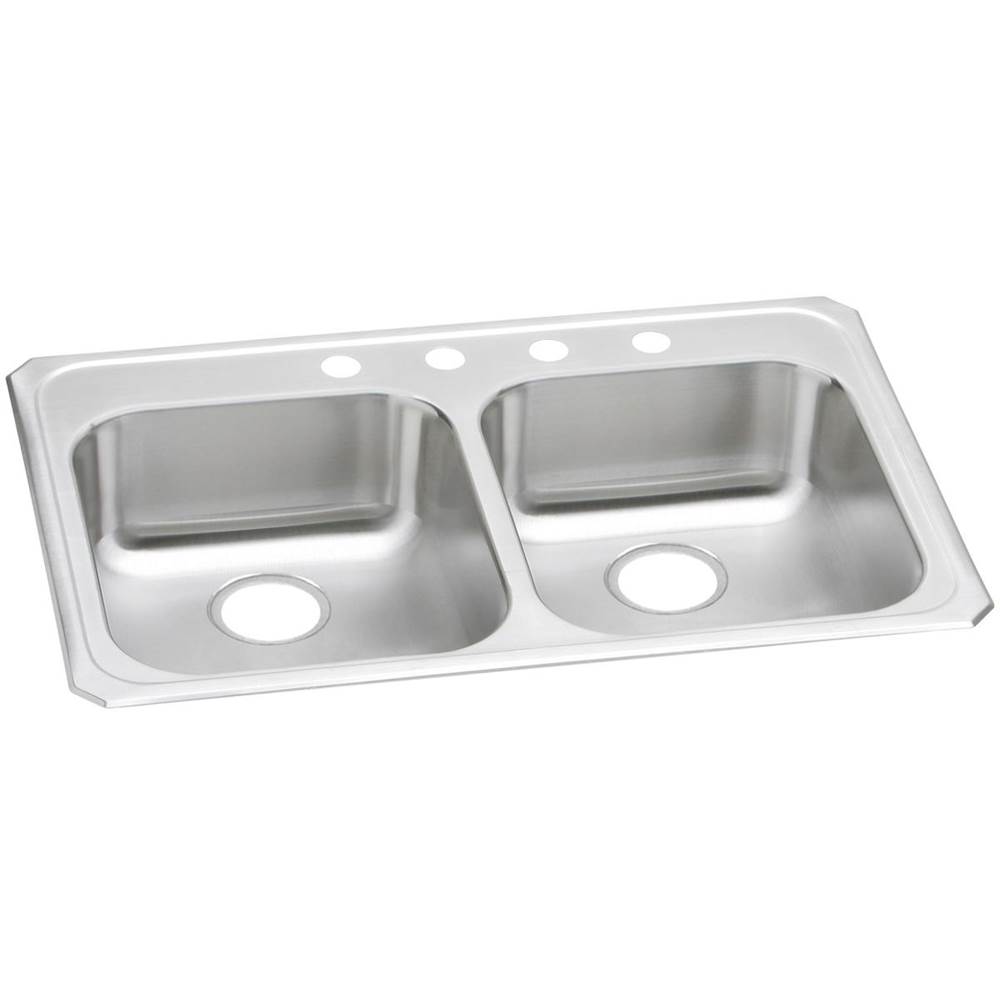 Elkay Celebrity Stainless Steel 33'' x 21-1/4'' x 5-3/8'', 3-Hole Equal Double Bowl Drop-in Sink
