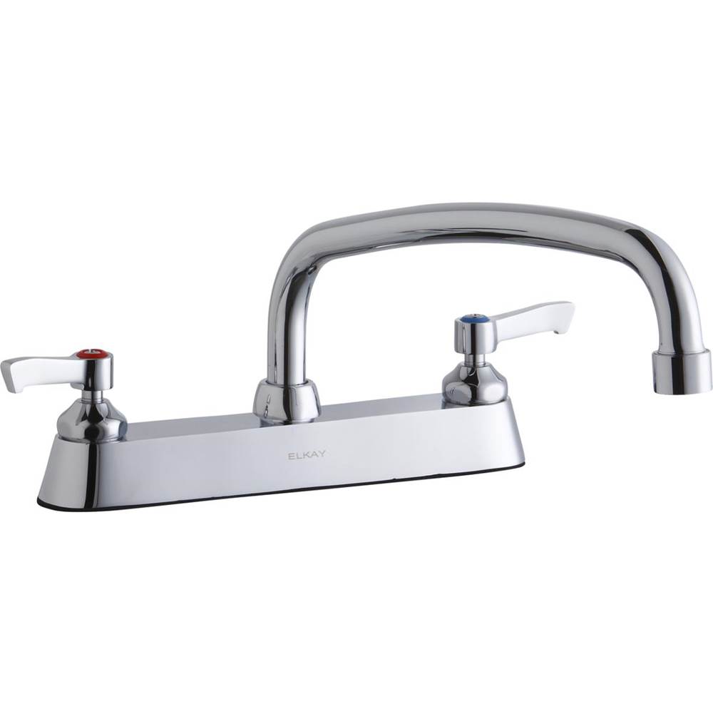 Elkay 8'' Centerset with Exposed Deck Faucet with 12'' Arc Tube Spout 2'' Lever Handles Chrome