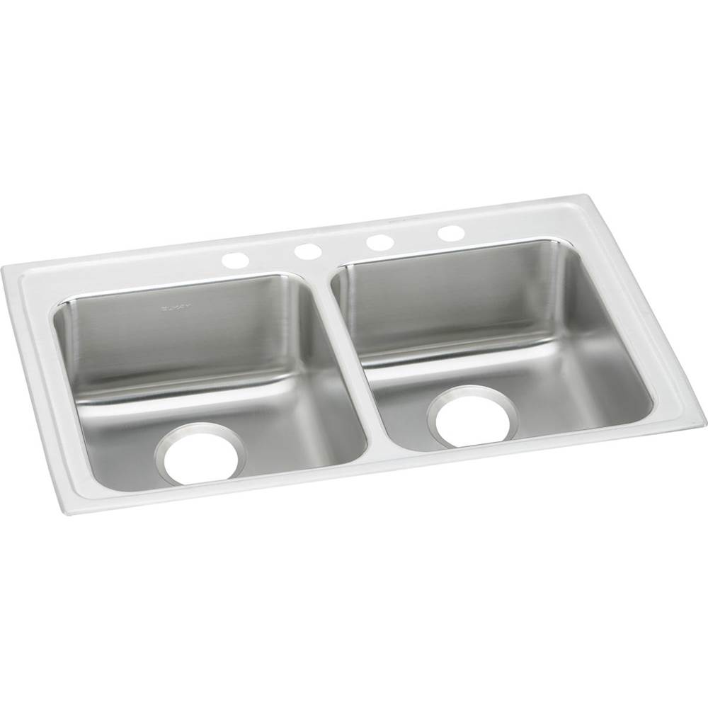Elkay Lustertone Classic Stainless Steel 33'' x 21-1/4'' x 5-1/2'', 1-Hole Equal Double Bowl Drop-in ADA Sink