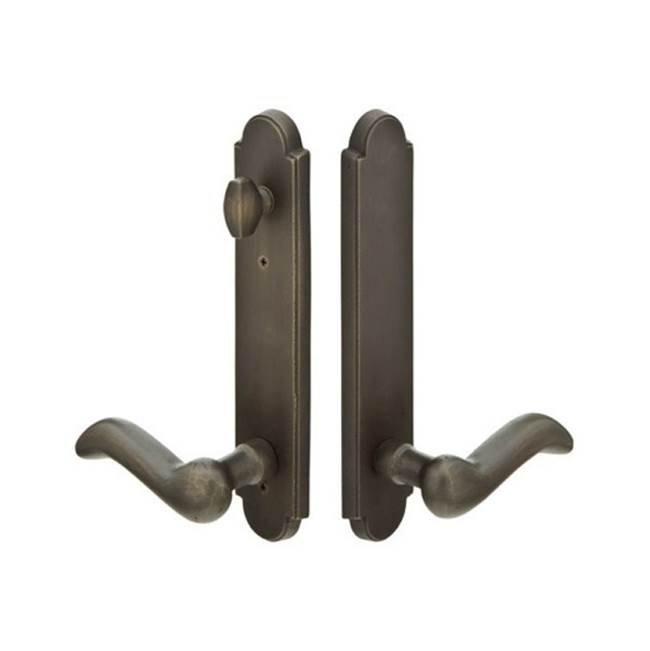 Emtek Multi Point C7, Non-Keyed American T-turn IS, Fixed Handles, Arched Style, 2'' x 10'', Aurora Lever, RH, TWB