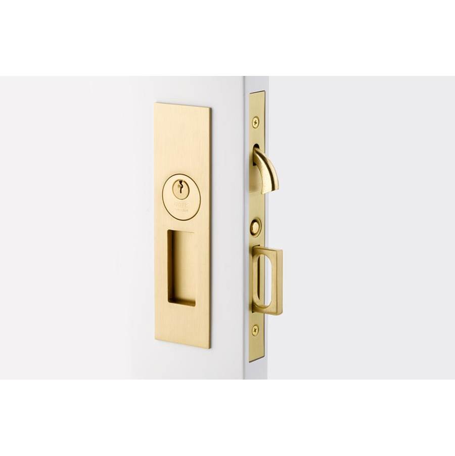 Emtek Keyed, Narrow Modern Rectangular Pocket Door Mortise Lock, US10B