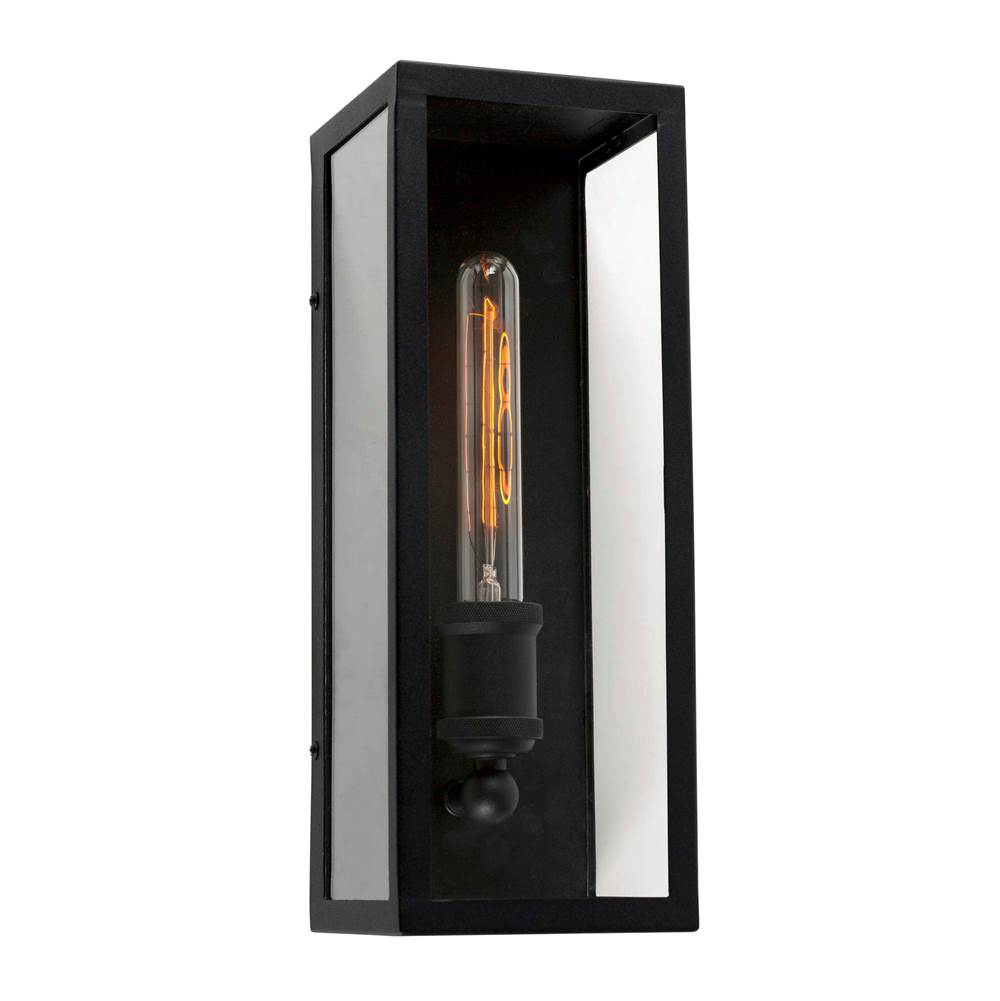 Forte Lighting Erin 1-Light Black Outdoor Wall Mount Lantern with Clear Glass Panels
