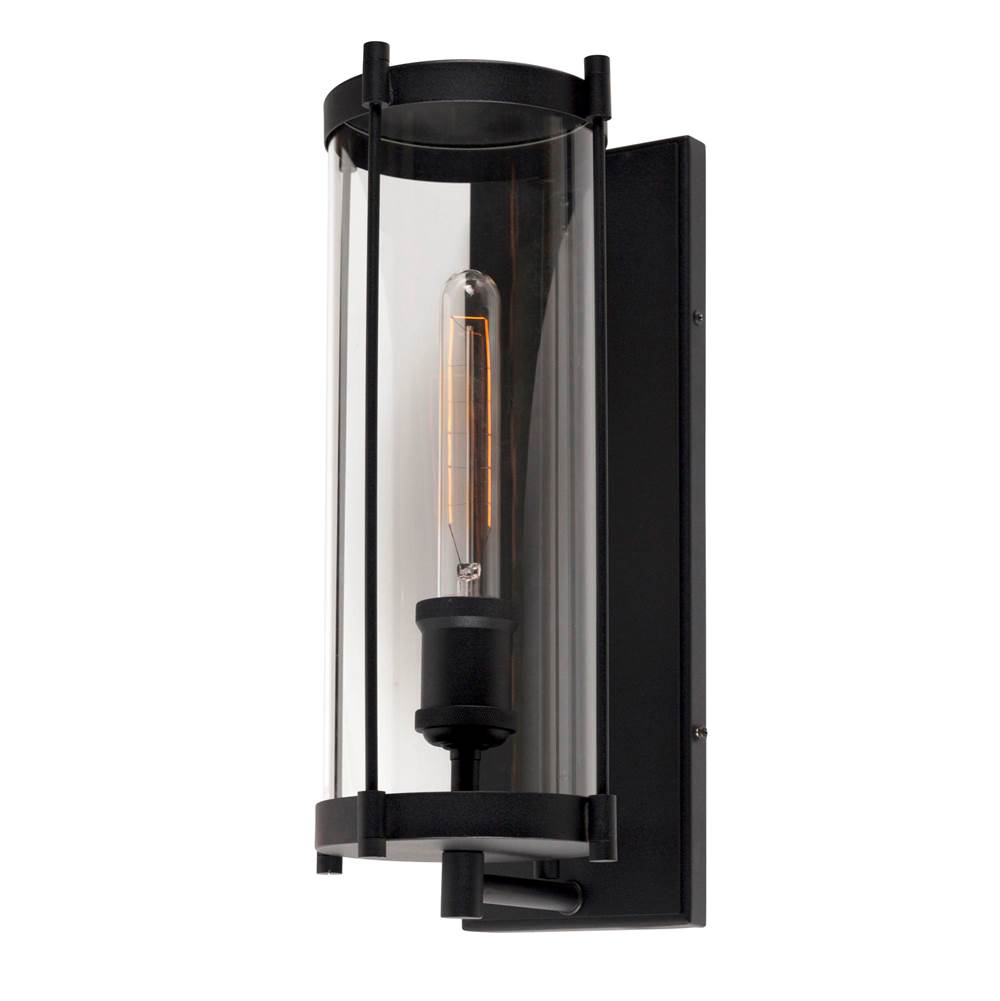 Forte Lighting Hudson 1-Light Black Outdoor Wall Mount Lantern with Clear Glass