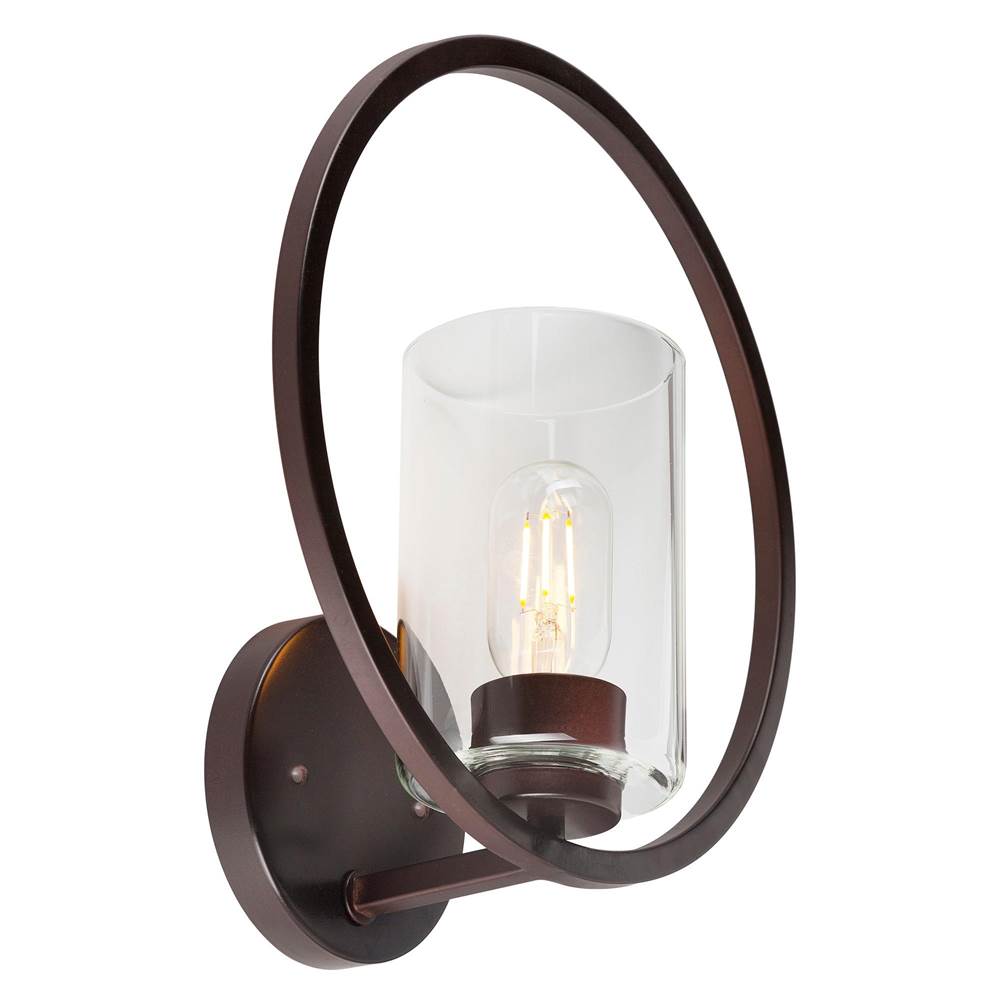 Forte Lighting Orbit 1-Light Antique Bronze Wall Sconce with Clear Glass