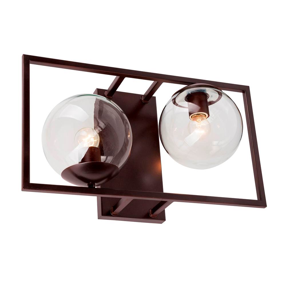 Forte Lighting Charm 2-Light Antique Bronze Wall Sconce with Clear Glass