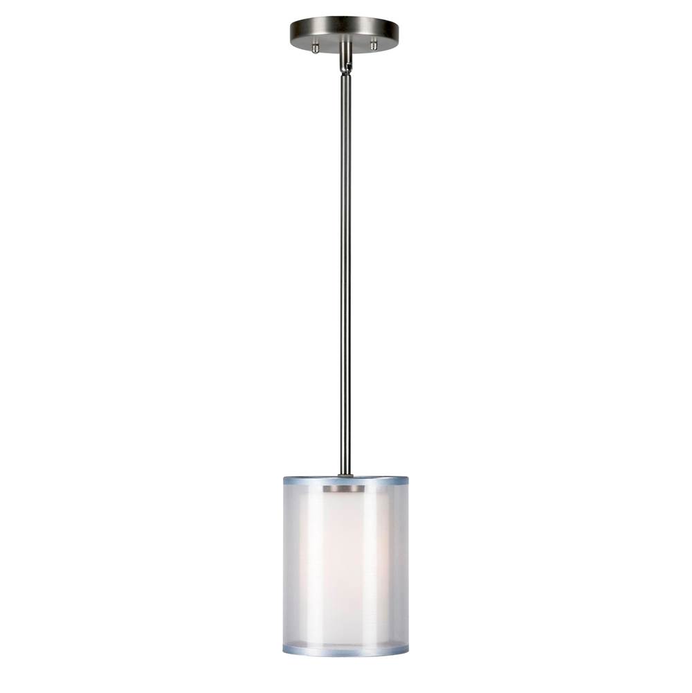 Forte Lighting Shaw 1-Light Brushed Nickel Pendant with Satin Opal Glass