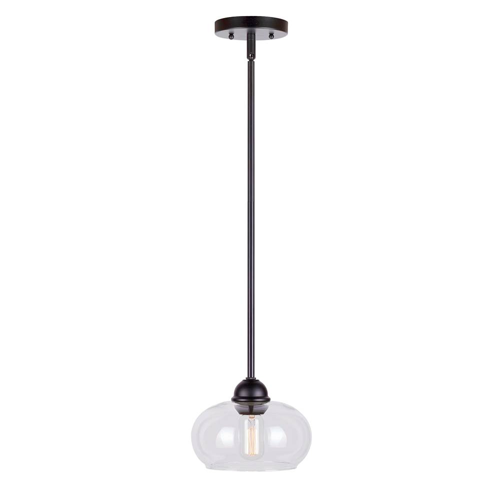 Forte Lighting Cameron 1-Light Black Pendant with Clear Glass