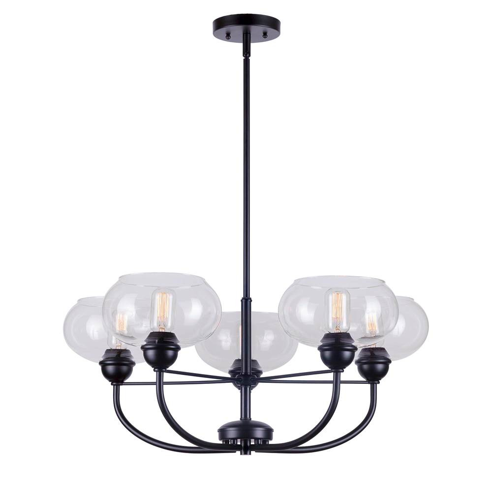 Forte Lighting Cameron 5-Light Black Chandelier with Clear Glass