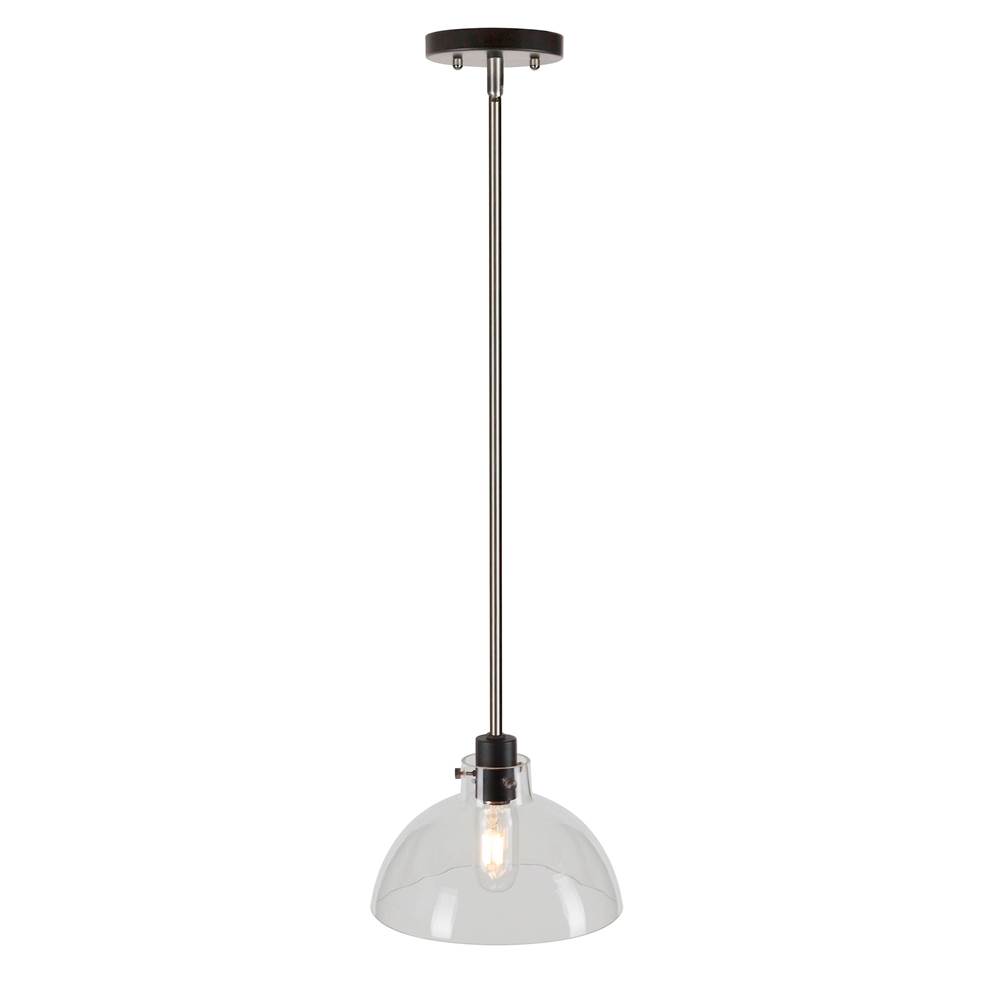 Forte Lighting Della 1-Light Black and Brushed Nickel Mini Pendant with Clear Glass