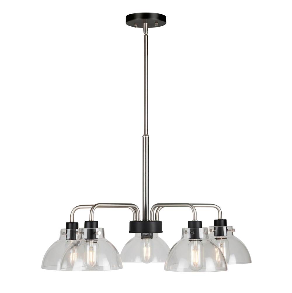 Forte Lighting Della 5-Light Black and Brushed Nickel Chandelier with Clear Glass
