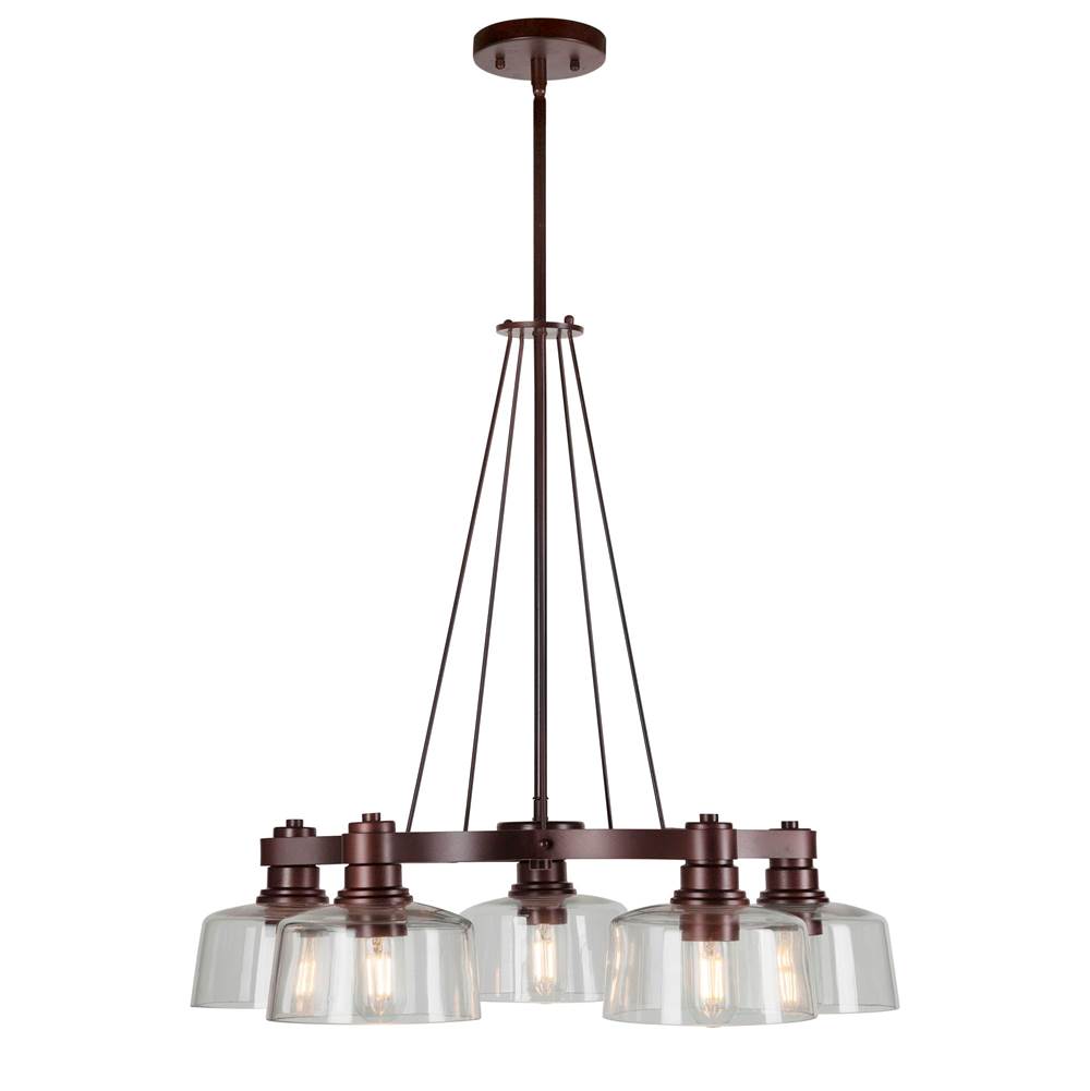 Forte Lighting Acopa 5-Light Antique Bronze Chandelier with Clear Glass