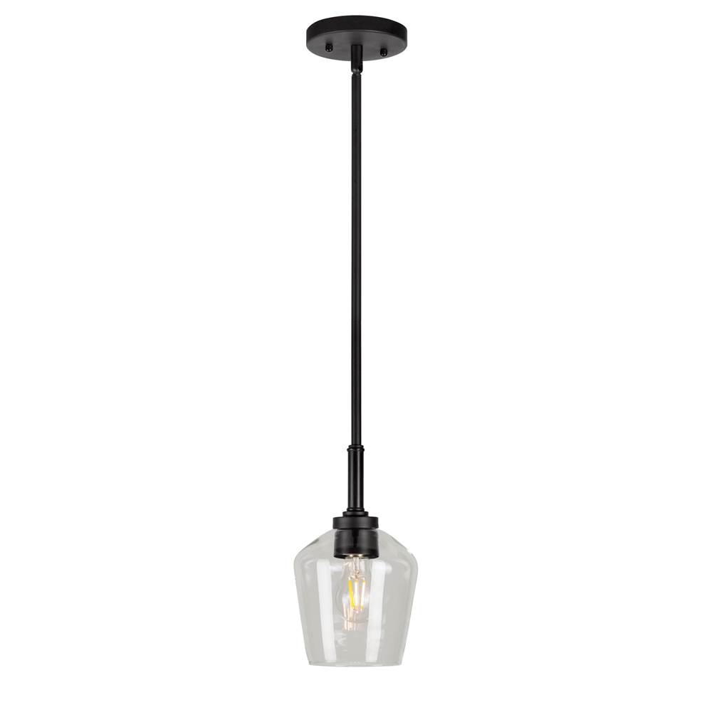 Forte Lighting Chalice 1-Light Black Mini Pendant with Clear Glass