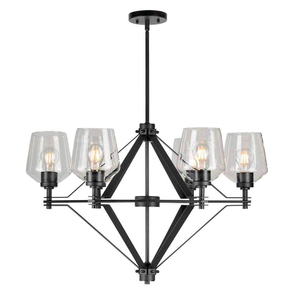 Forte Lighting Chalice 6-Light Black Chandelier with Clear Glass