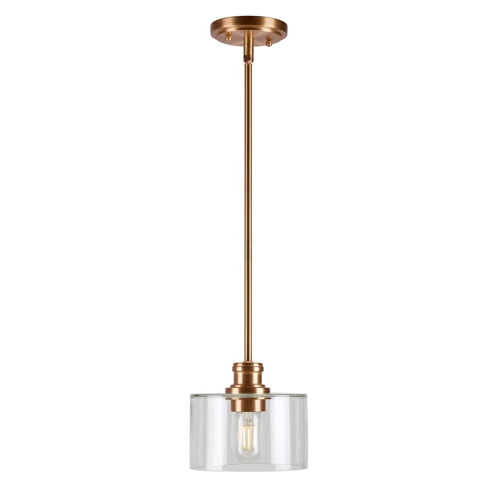 Forte Lighting Zane 1-Light Soft Gold Pendant with Clear Glass