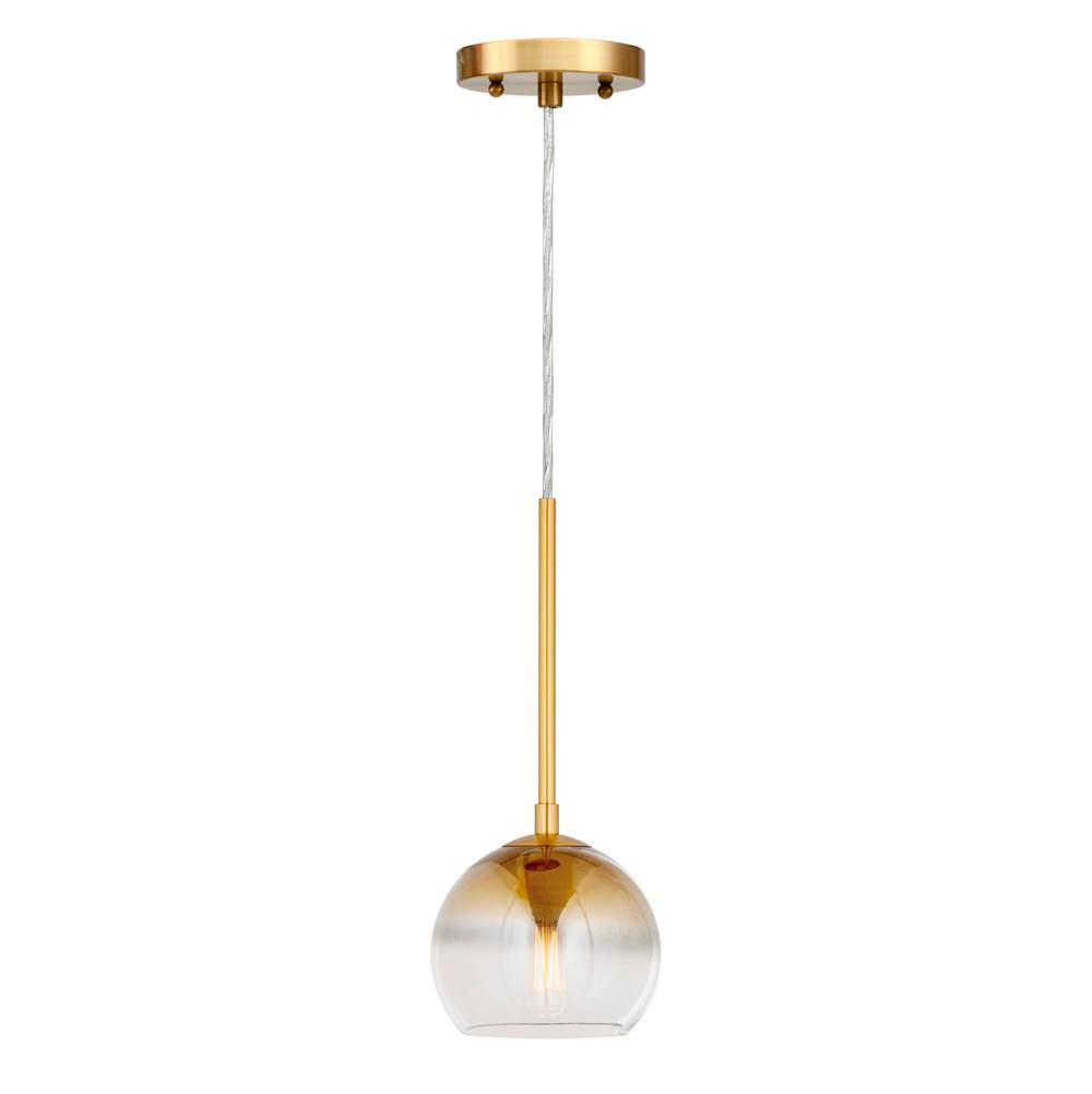 Forte Lighting Callisto 1-Light Soft Gold Pendant with Soft Gold Ombre Globe Glass Shade