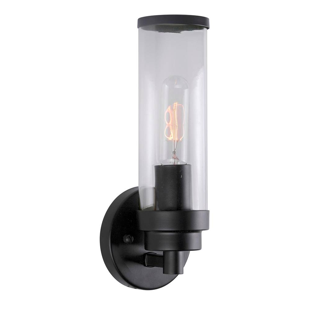 Forte Lighting Morgan 1-Light Black ADA Compliant Wall Sconce with Clear Glass