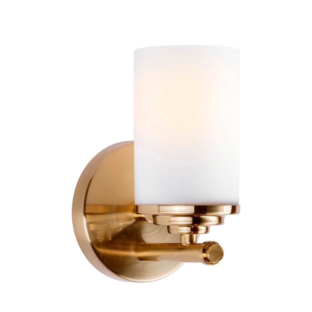 Forte Lighting Ames 1-Light Soft Gold Wall Sconce with Satin Opal Glass