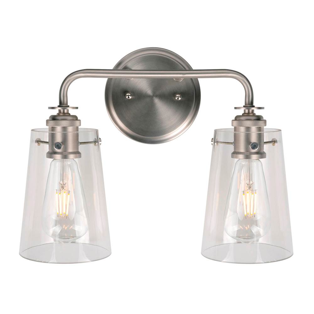 Forte Lighting Ronna 2-Light Brushed Nickel Bath Light with Clear Glass