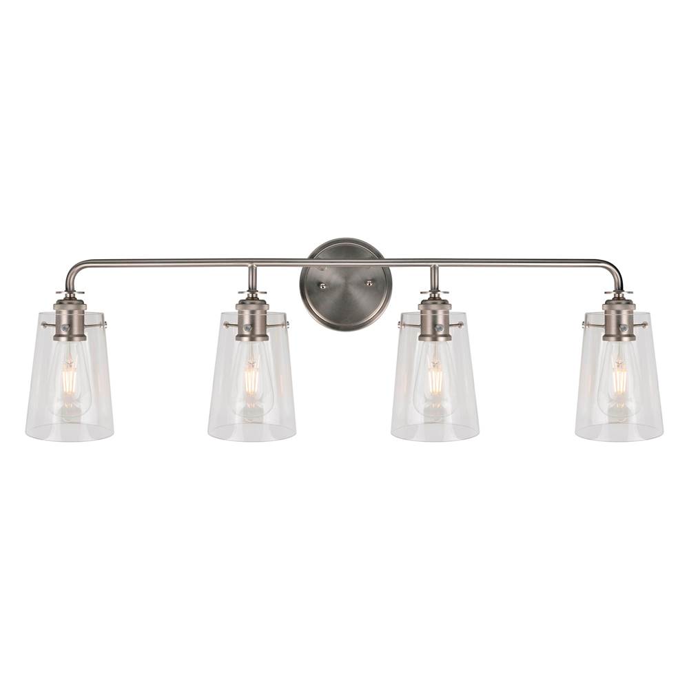 Forte Lighting Ronna 4-Light Brushed Nickel Bath Light with Clear Glass