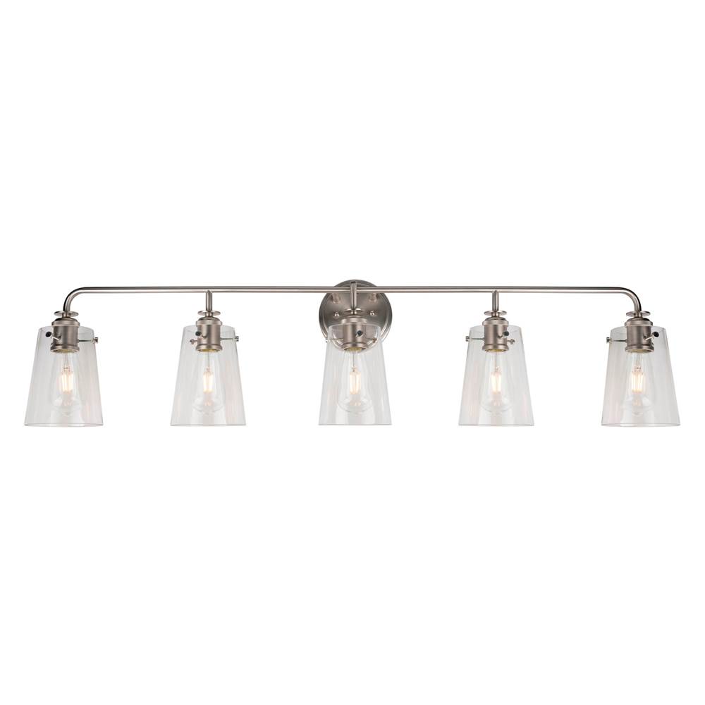 Forte Lighting Ronna 5-Light Brushed Nickel Bath Light with Clear Glass