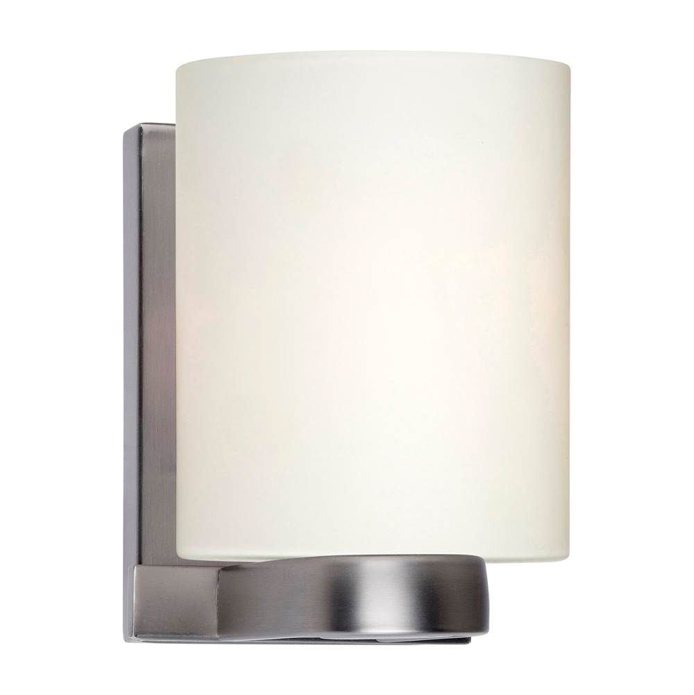 Forte Lighting Mona 1-Light Brushed Nickel Wall Bracket with Satin White Glass