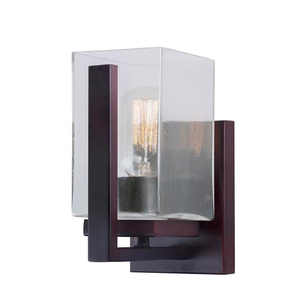 Forte Lighting Sammi 1-Light Antique Bronze Wall Sconce with Clear Square Glass