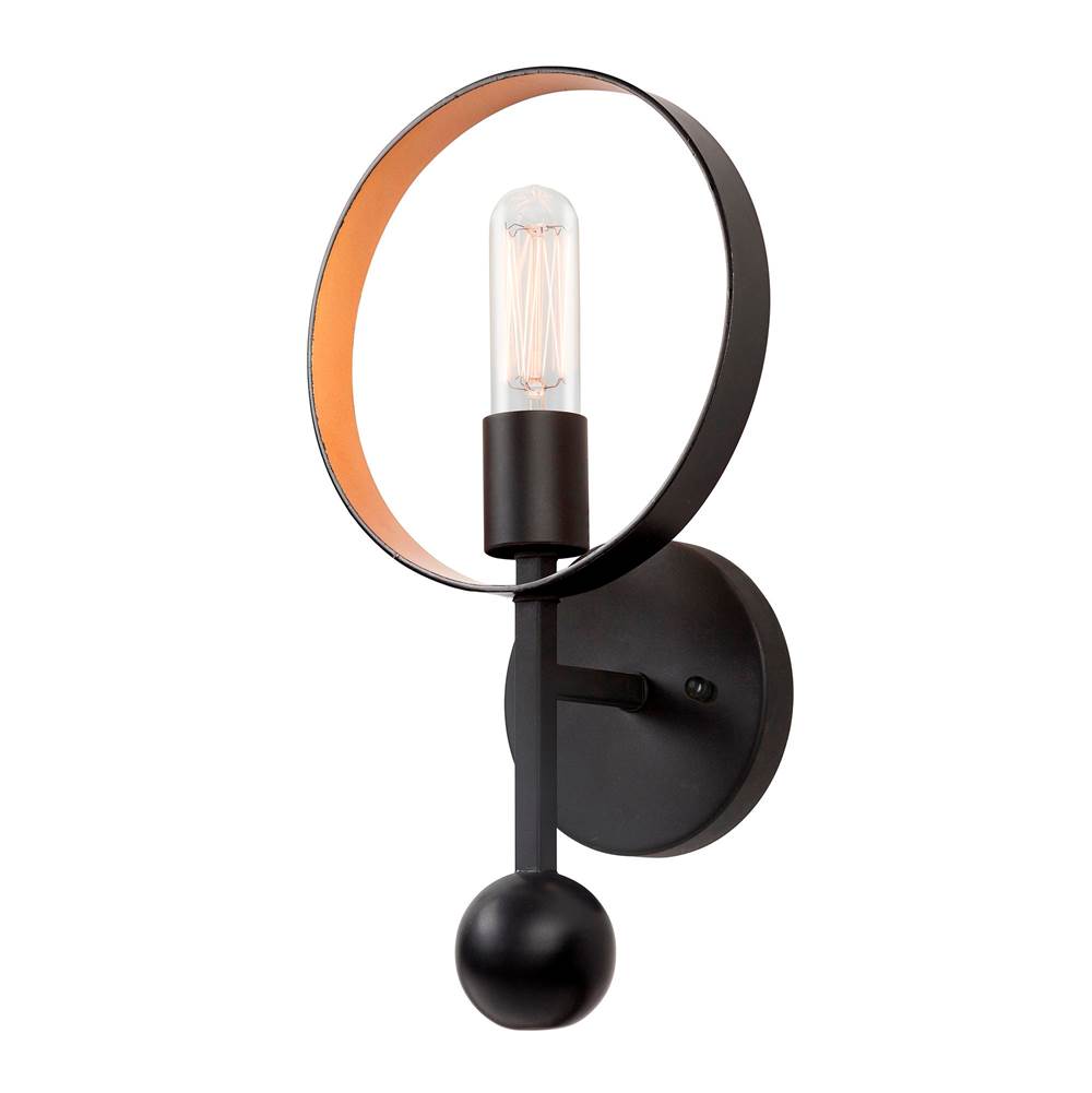 Forte Lighting Monocle 1-Light Black and Gold ADA Compliant Wall Sconce