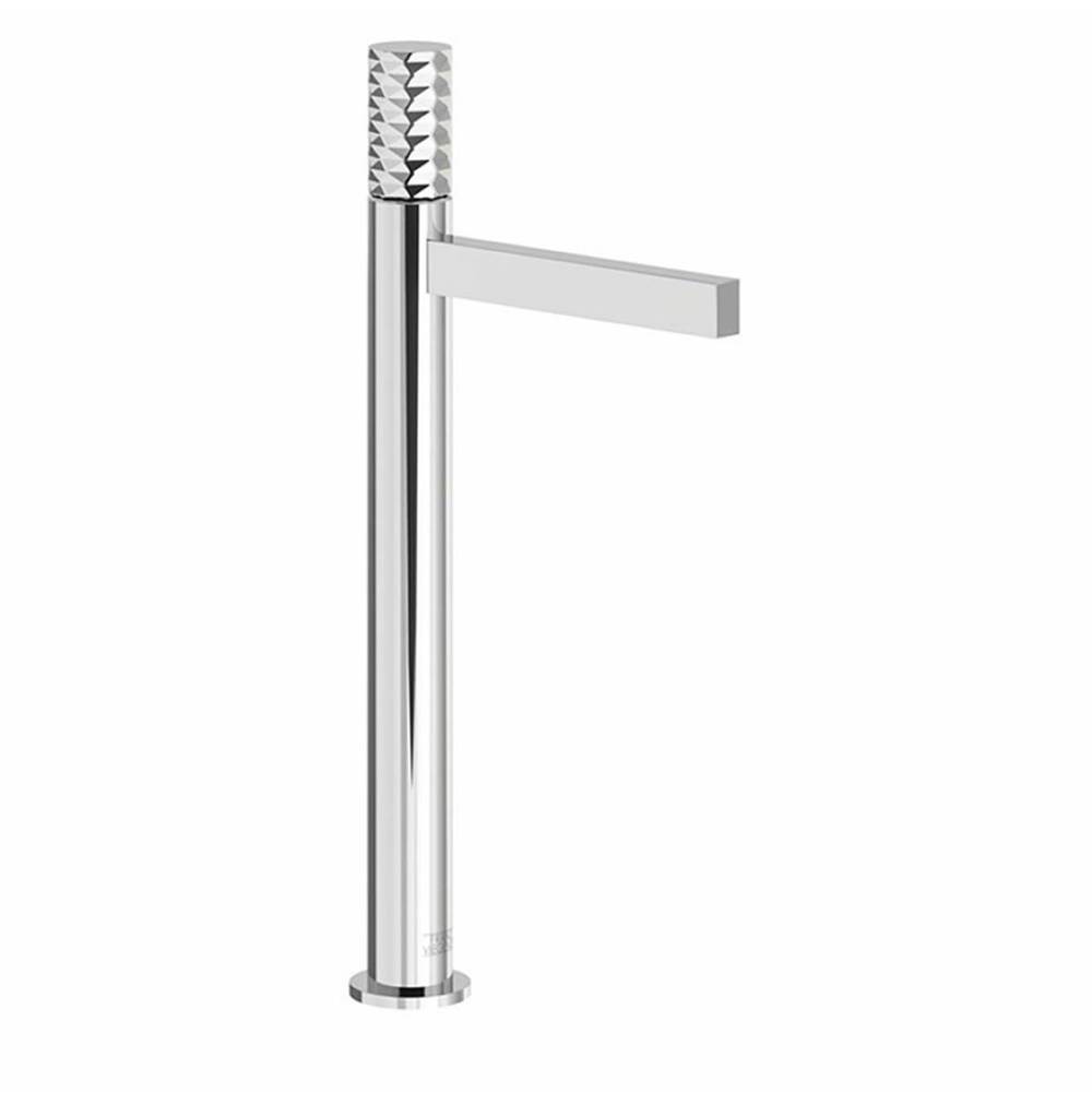 Franz Viegener Tall Vessel Height, Single Handle Luxury Lavatory Set, Diamond Cylinder Handle, With Push-Down Pop-Up Drain Assembly (No Lift Rod)