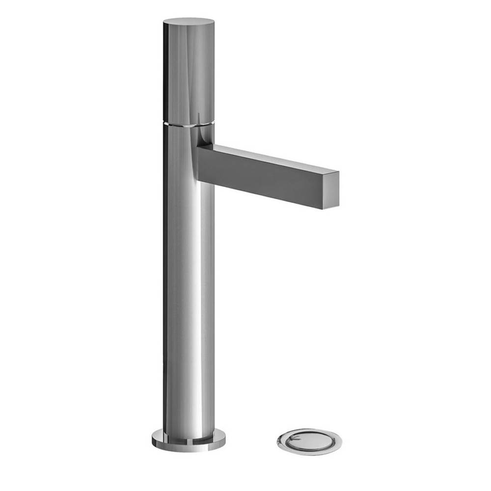 Franz Viegener Tall Vessel Height, Single Handle Lavatory Set, Plain Cylinder Handle, With Push-Down Pop-Up Drain Assembly (No Lift Rod)