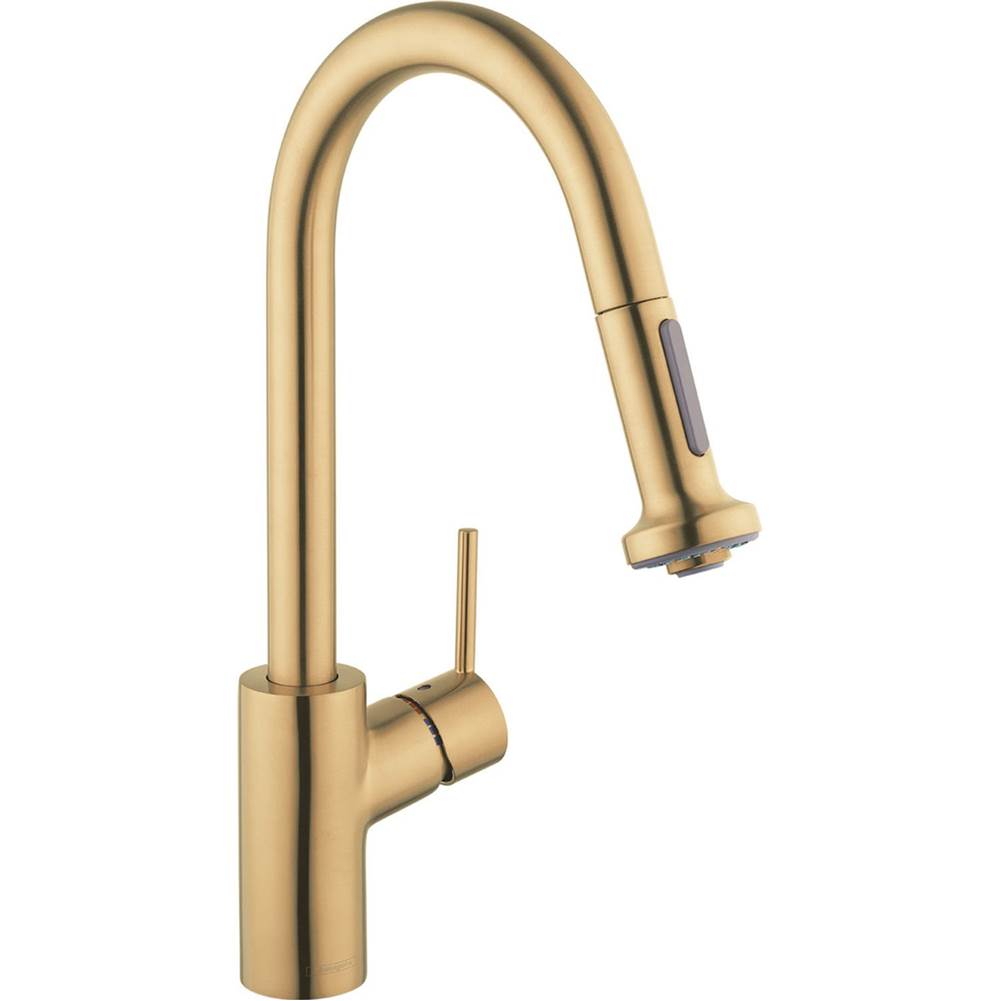Hansgrohe Talis S² HighArc Kitchen Faucet, 2-Spray Pull-Down, 1.5 GPM in Brushed Gold Optic