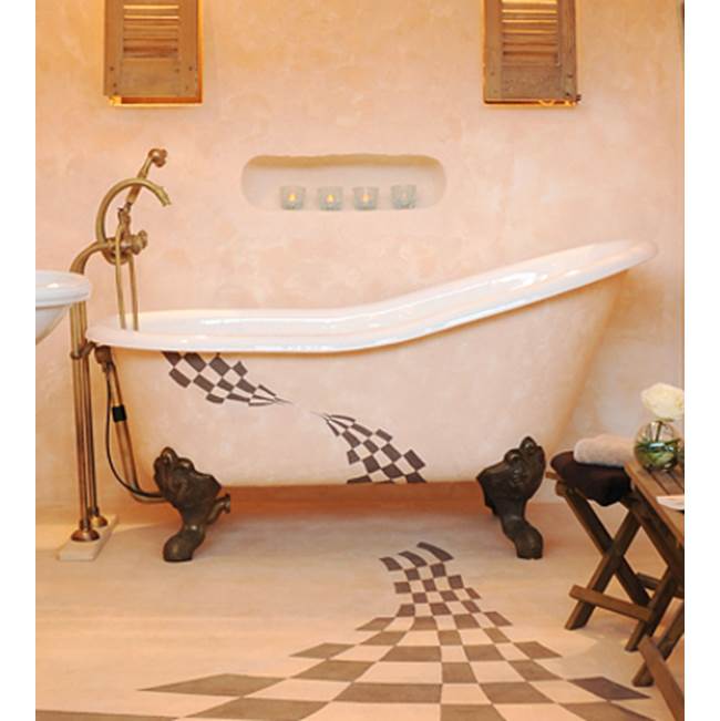 Herbeau Cast Iron ''Marie Louise'' Bathtub and Cast Iron Feet in Sceau Rose