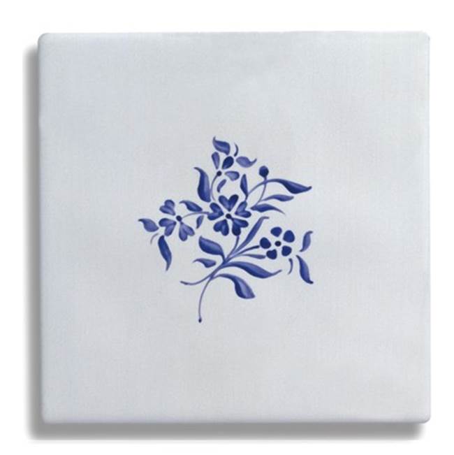 Herbeau ''Duchesse'' Small Central Pattern Tile in Sceau Bleu
