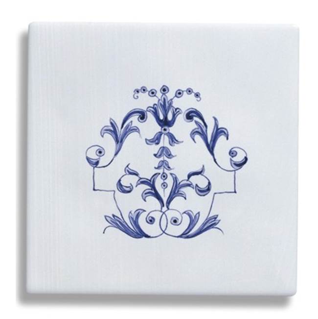 Herbeau ''Duchesse'' Large Central Pattern Tile in Berain Bleu