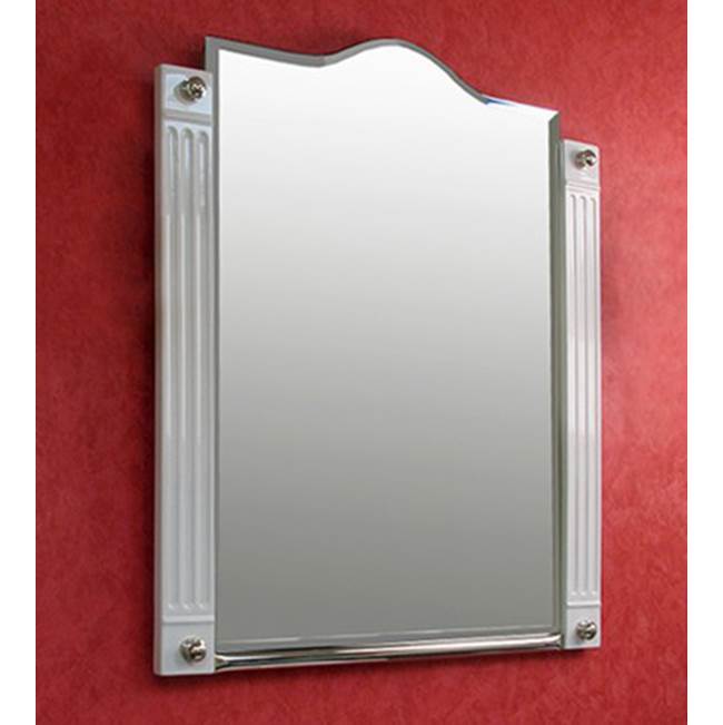 Herbeau ''Monarque'' Mirror in White with French Weathered Brass Metal Trim