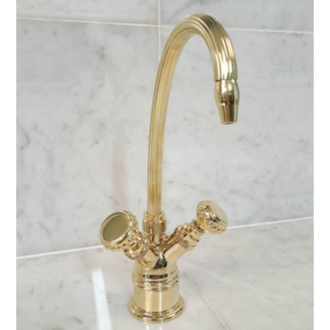 Herbeau ''Pompadour Verseuse'' Deck Mounted Mixer in French Weathered Brass