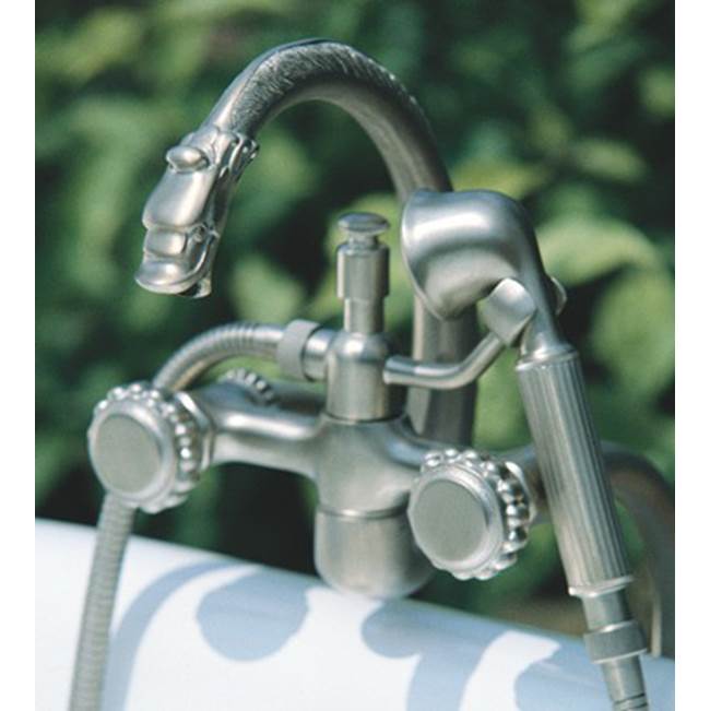 Herbeau ''Pompadour'' Deck Mounted Tub Filler with Hand Shower in Satin Nickel