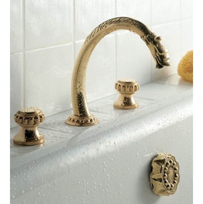 Herbeau ''Pompadour'' 3-Hole Deck Mounted Roman Tub Set in Weathered Brass