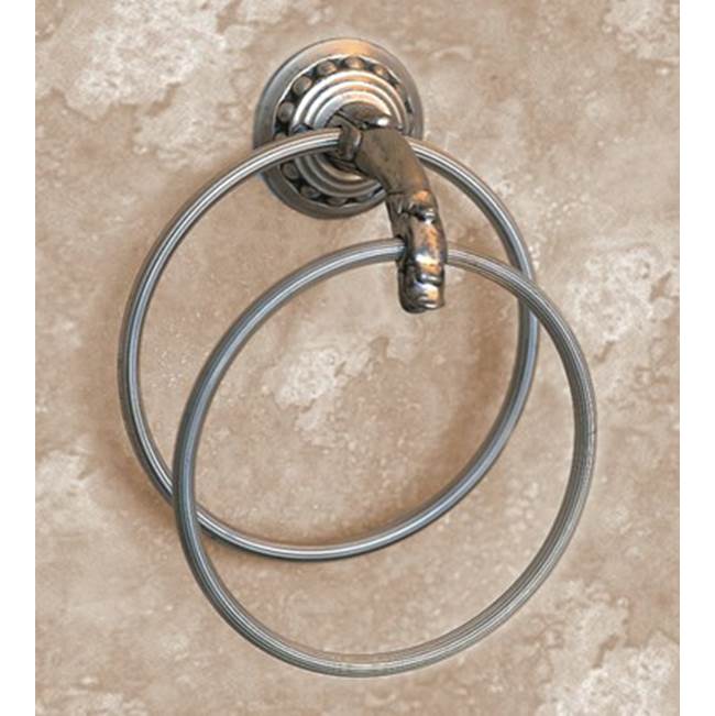 Herbeau ''Pompadour'' Double Towel Ring in Antique Lacquered Copper