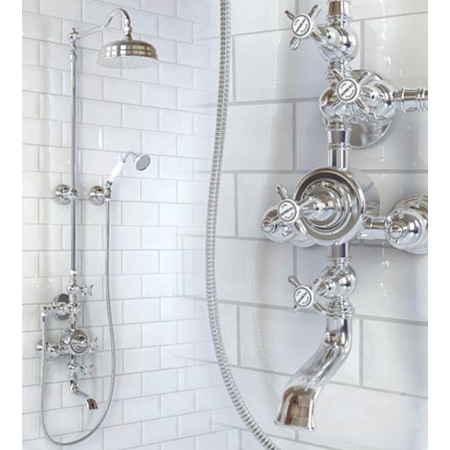 Herbeau ''Royale'' Exposed Thermostatic Tub and Shower Set in Solibrass
