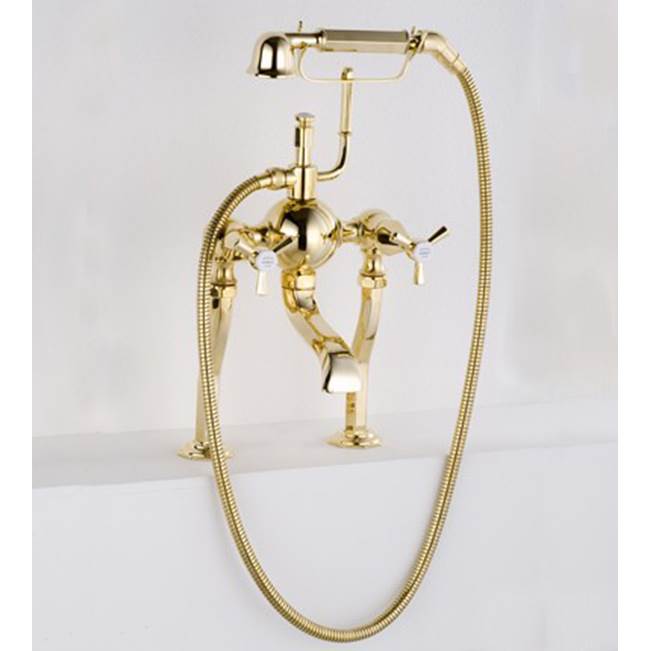 Herbeau ''Monarque'' Exposed Tub and Shower Mixer Deck Mounted in French Weathered Brass