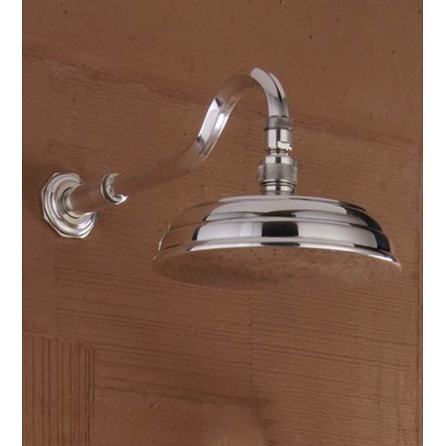 Herbeau ''Monarque'' Adjustable Showerhead, Arm and Flange in French Weathered Brass, -Trim Only