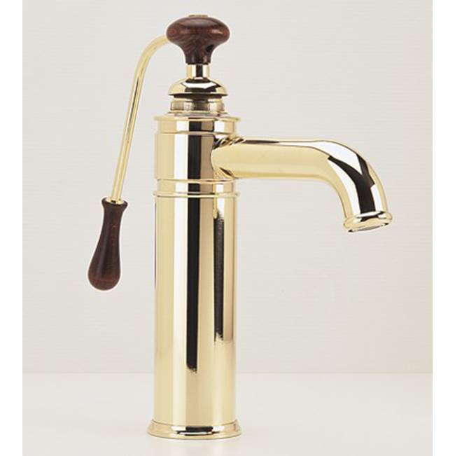 Herbeau ''Estelle'' Single Lever Mixer with Ceramic Disc Cartridge in Wooden Handle, Antique Lacquered Copper