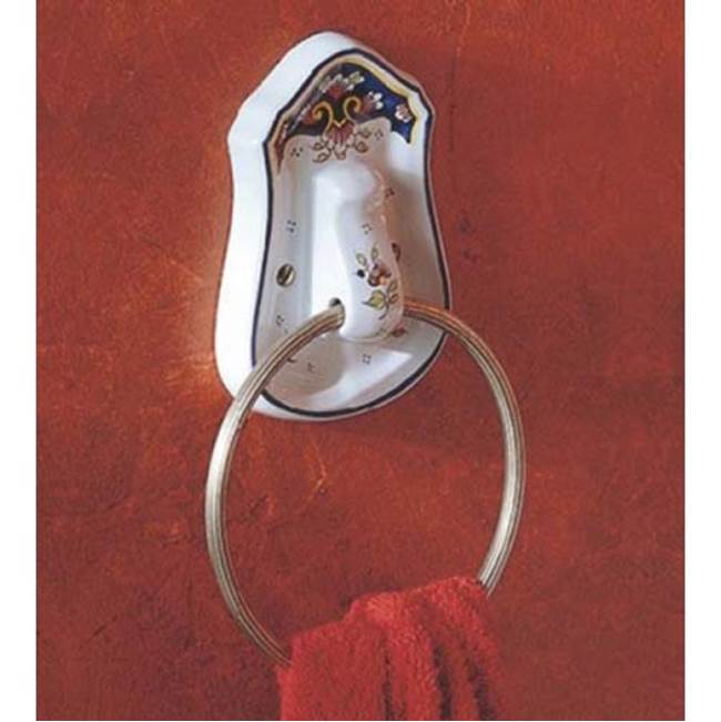 Herbeau ''Neptune'' Towel Ring in XX Any Handpainted Finish, Antique Lacquered Copper