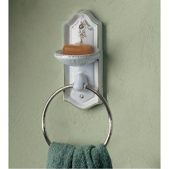 Herbeau ''Sophie'' Towel Ring / Soap Dish in Any Handpainted Finish, French Weathered Brass Ring