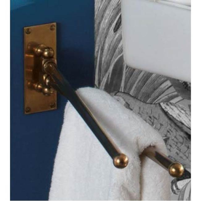 Herbeau ''Art Deco'' Swivel Double Arm Towel Bar inAntique Lacquered Brass