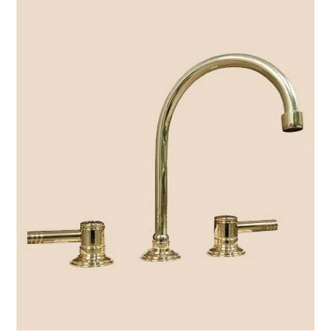 Herbeau ''Lille'' 3-Hole Lavatory Mixer with Ceramic Cartridge in Antique Lacquered Brass Without Pop-Up Drain Assembly