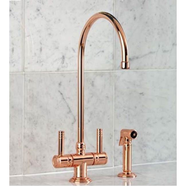 Herbeau ''Lille'' Single Hole Kitchen Mixer with Handspray in Polished Brass